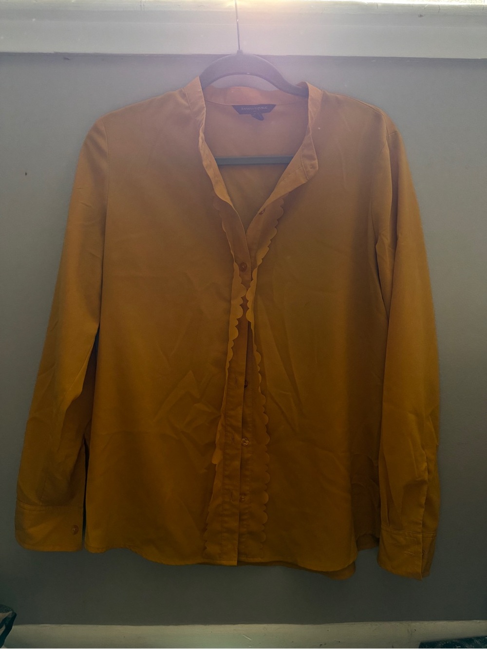 Banana Republic Mustard Yellow Scalloped Button-Front Blouse